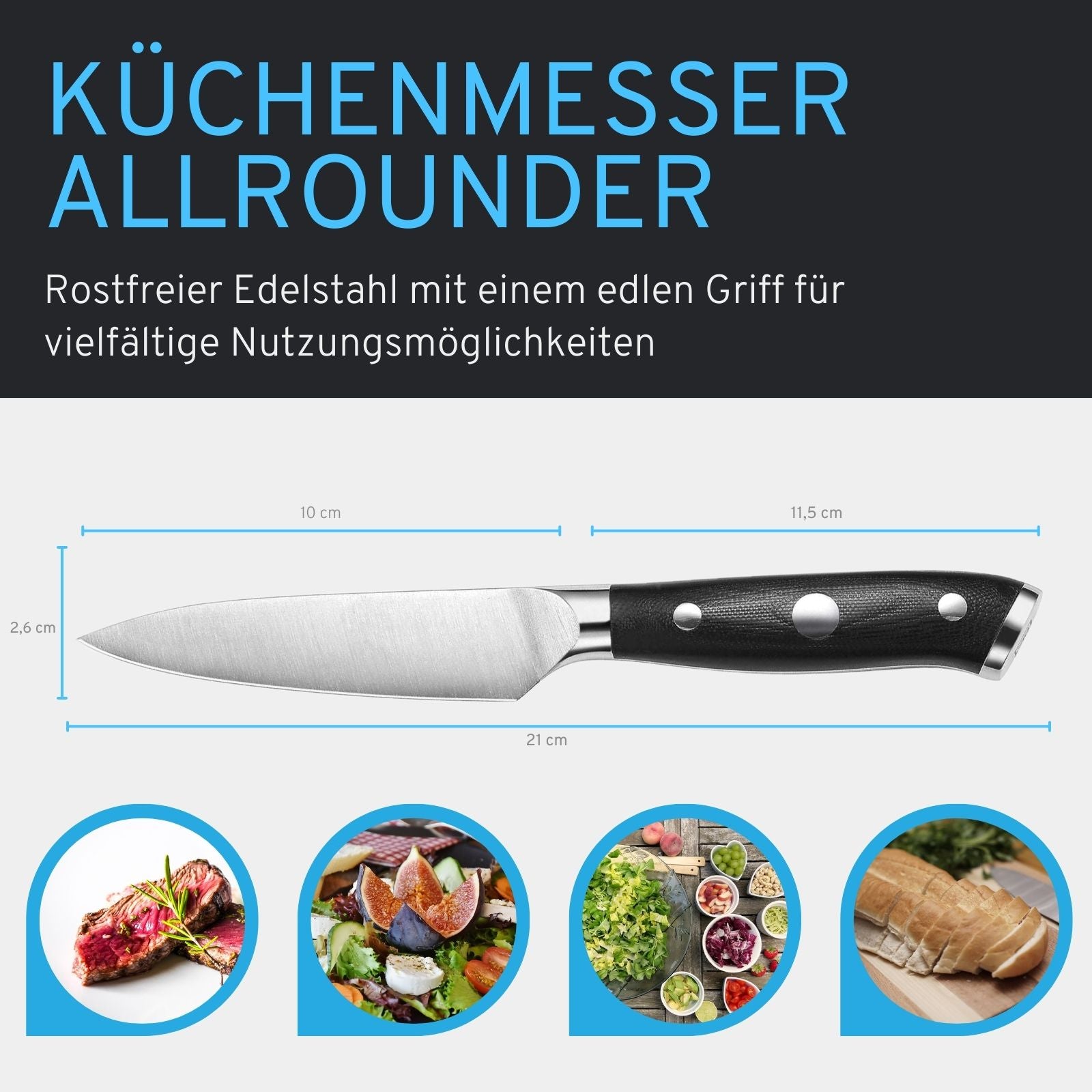 AKRAAT® Gemüsemesser – Premium Allzweckmesser aus rostfreiem Edelstahl